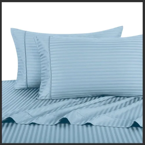 Miniatura 8 de Royal Hotel Bedding Funda de edredón de 300 hilos, 3 piezas, color dorado a rayas, 100% algodón