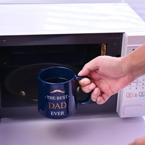 Miniatura 6 de Miicol Taza de café divertida de 16 onzas, taza de café azul profundo, taza de té de cerámica grande, idea de regalo para hombres, papá, taza de té