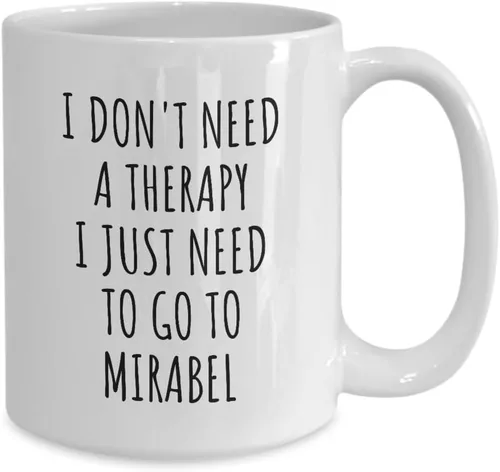 Miniatura 2 de EzGift Funny Mirabel Mug I Don't Need Therapy Traveler Gift For Men Women City Lover Backpacker Present Idea Quote Gag Coffee Tea Cup Large 15 Oz