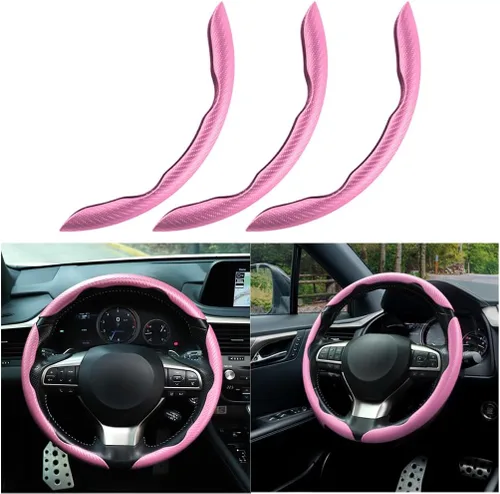 Miniatura 11 de Mandark 3 fundas de fibra de carbono para volante de automóvil, protector de volante de cuero antideslizante para automóvil, accesorios