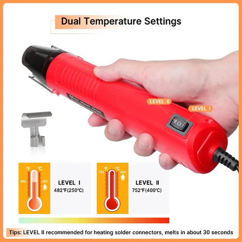 Miniatura 5 de Kuject Pistola de calor para tubos retráctiles, 820 conectores de alambre de sellado de soldadura y kit de tubos termorretráctiles, kit