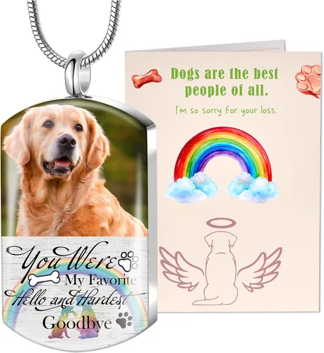 Miniatura 20 de Fanery Sue Collar personalizado para cenizas de mascotas para perros y gatos, foto y texto personalizados, regalo de condolencia, regalo de cremación