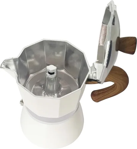 Miniatura 3 de Moka - Cafetera para estufa de café expreso con mango de madera y válvula de seguridad individual, cafetera para estufas de gas, eléctricas