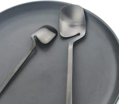 Miniatura 5 de Juego de cubiertos negros de 24 piezas de cubiertos negros para colgar, utensilios de acero inoxidable, incluye cuchillo, tenedor/cuchara, acabado