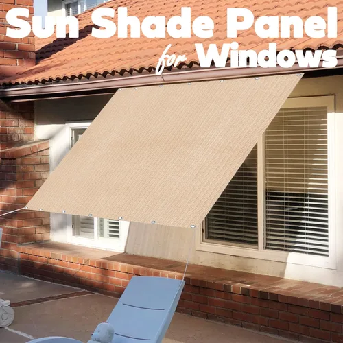 Miniatura 3 de Alion Home Panel de privacidad con ojales en 2 lados para patio, toldo, ventana, pérgola, terraza o cenador (6 x 8 pies, beige Banha)