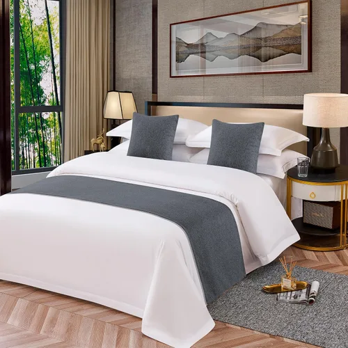 OSVINO Camino de cama sólido de microfibra, protector de ropa de cama simple ligero y duradero, bufanda para boda, habitación de hotel, gris oscuro,