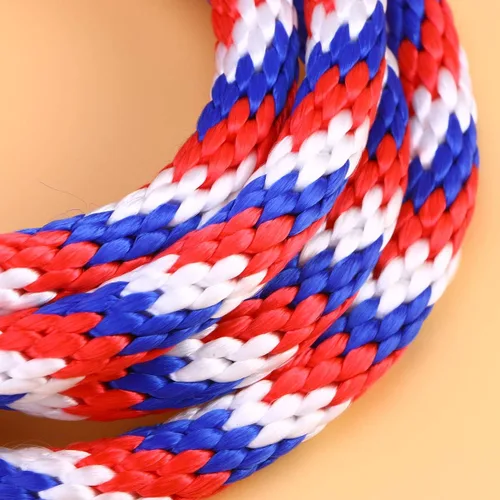 Miniatura 6 de POPETPOP - Cuerda de caballo trenzada para equitación de caballo con cierre resistente (rojo, azul y blanco)