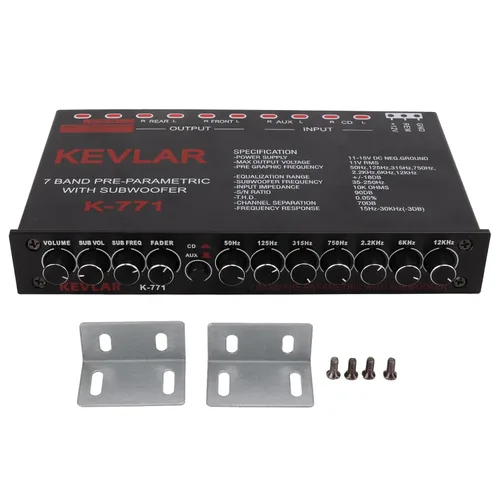Miniatura 7 de Ecualizador gráfico de audio para automóvil de 7 bandas con filtro de paso bajo, entradas de alto nivel, salidas sub delanteras y traseras