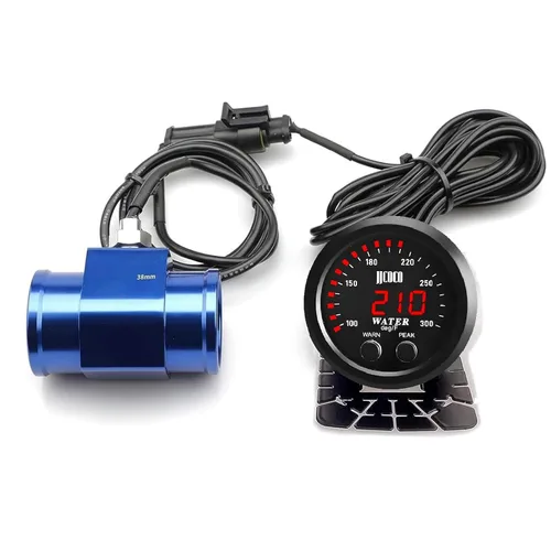 Miniatura 9 de Medidor de temperatura de agua universal de 52 mm, 100-300F (38-150C), electrónico, digital, LED, rojo, DC12V/24V, para automóvil, con adaptador