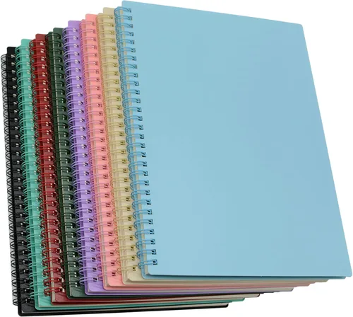 Yansanido Cuaderno en espiral, 8 unidades de 10.5 x 7.45 pulgadas B5 tapa dura de plástico grueso rayado universitario 7mm 8 colores 80 hojas - 160