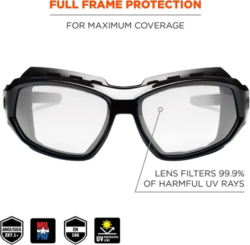 Miniatura 2 de Ergodyne Skullerz LOKI - Spogles de seguridad convertibles, incluye junta de espuma y correa para convertir en gafas, ANSI z87.1