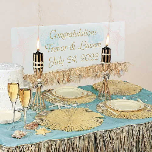 Miniatura 3 de Falda Tiki Bar Raffia Fringe - Thatch, 1 paquete, 24 pies de largo, Paquete de 10, Beige