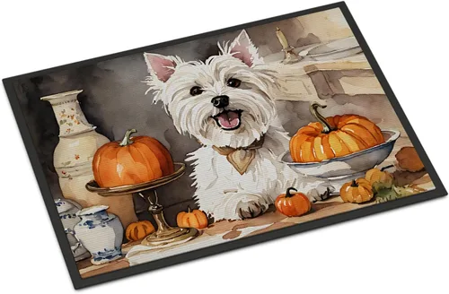 Miniatura 23 de Caroline's Treasures DAC1720MAT Affenpinscher - Tapete de otoño para cocina, con calabazas, 18 x 27 pulgadas, tapete para puerta delantera