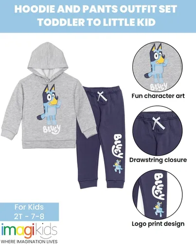 Miniatura 2 de Conjunto de sudadera con capucha y pantalones de forro polar Bluey para niños pequeños de tamaños 2T a 7-8