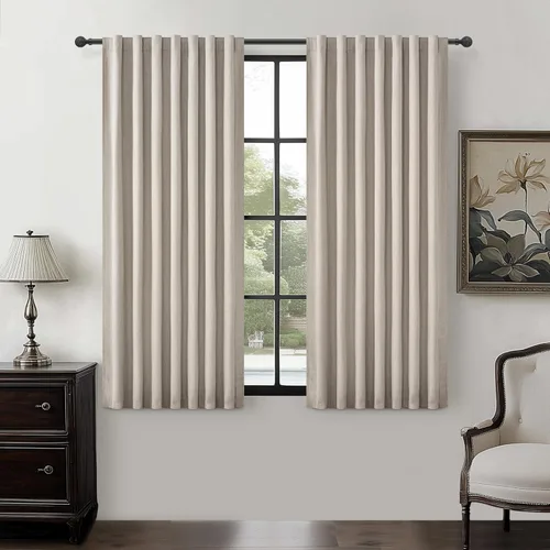 Miniatura 80 de Cortinas opacas extraanchas, 2 paneles para puertas corredizas de vidrio, moderna mezcla de lino plisado pesado, piso a techo, ventanas grandes, 70