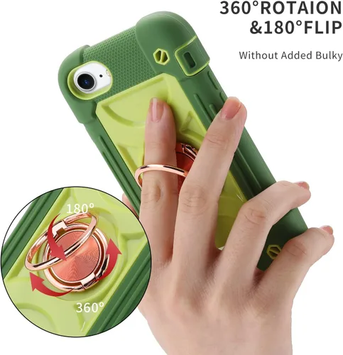 Miniatura 5 de Funda para iPhone Se3/iPhone Se2, iPhone 6/6S, iPhone 7/iPhone 8 de 4.7 pulgadas con soporte de anillo, con 2 protectores de pantalla resistentes
