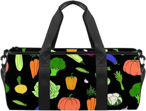 AISSO Duffel Bag for Women Men Healthy Vegetables Sports Gym Tote Bag Weekend Overnight Travel Bag Outdoor Luggage Handbag