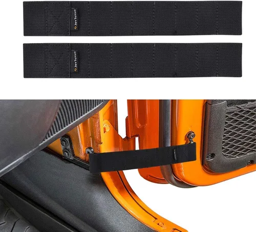 JOYTUTUS Correas de limitación de puerta compatibles con Wrangler, paquete de 2 correas de control de limitación de puerta ajustables resistentes
