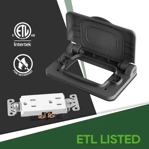 Miniatura 5 de RVGUARD Cubierta de receptáculo resistente a la intemperie con muelle para RV en negro (incluye receptáculo)