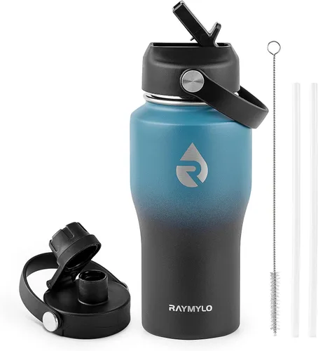 Miniatura 16 de RAYMYLO Botella de agua de acero inoxidable de 32 onzas (fría durante 48 horas, caliente durante 24 horas), botella de agua aislada al vacío