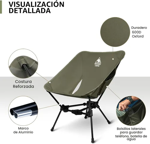 Miniatura 4 de ONETIGRIS Tigerblade - Silla de camping, ligera, plegable, silla de senderismo, compacta, portátil, capacidad de 330 libras Verde (Ranger Green)