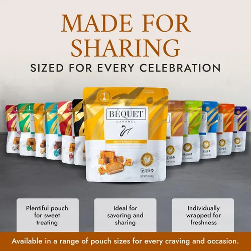 Miniatura 6 de Béquet Caramelo – Caramelo gourmet Butterscotch – Caramelo envuelto individualmente – Hecho en Montana – Kosher (Estrella D) y sin gluten – Bolsa