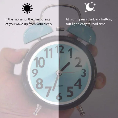 Miniatura 2 de Boquite Reloj despertador, reloj despertador mecánico, doble ultra silencioso reloj despertador mecánico movimiento de cuarzo escritorio mesa reloj