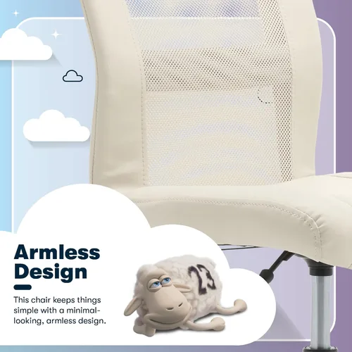 Miniatura 6 de Serta Essential - Silla de tareas sin brazos, sillas de escritorio pequeñas con ruedas, respaldo de malla transpirable y piel sintética, asiento