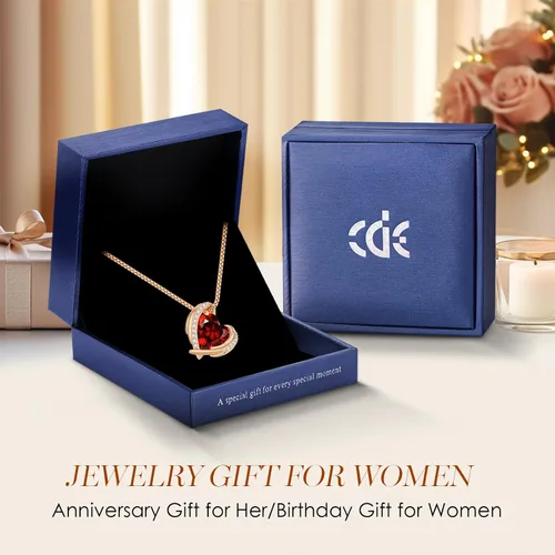 Miniatura 5 de CDE Collares con dije de corazón para mujer, tono plateado y oro rosa, piedra natal, regalo de Navidad, cumpleaños, aniversario, día de San