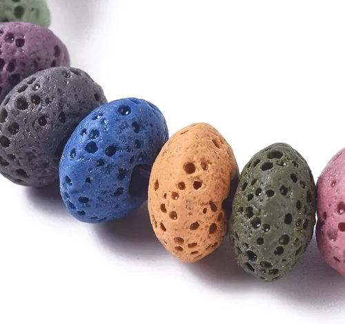 Miniatura 15 de Craftdady 25 cuentas de piedra de lava negra natural, tubo de columna, piedras preciosas volcánicas, cuentas sueltas para curación de energía