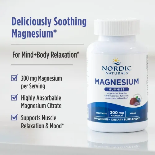 Miniatura 3 de Nordic Naturals Gomitas de magnesio para adultos, sabor a arándano y lavanda - 60 gomitas - Suplemento vegano de magnesio para la mente, el estado
