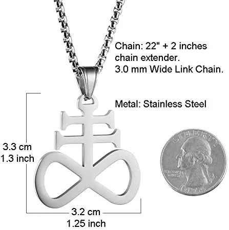Miniatura 4 de HZMAN Collar unisex con colgante de cruz de Leviatán Satanás de acero inoxidable, joyería religiosa