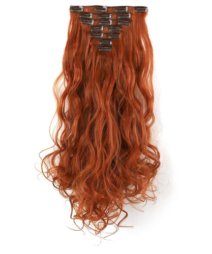 Miniatura 16 de OneDor® Extensiones de cabello sintético rizado de 20 pulgadas, 7 unidades, 4.53 oz (#99J rojo vino)