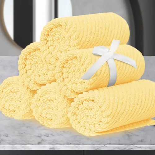 Miniatura 100 de VOOVA & MOVAS Toallas de baño amarillas – 100% algodón Secado rápido Peso Gruesas Suave, juego de 6 toallas de baño, 2 toallas grandes de 30