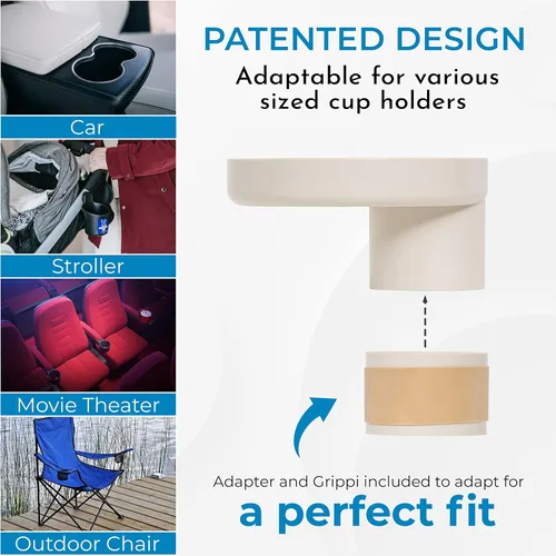 Miniatura 3 de My Travel Tray Round, fabricado en Estados Unidos. Convierte el portavasos existente en bandeja y portavasos para asiento de automóvil para niños