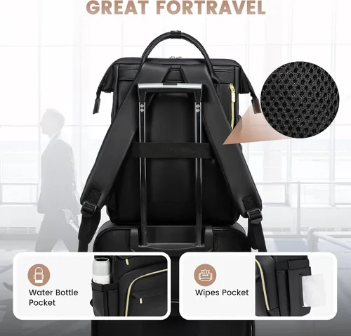 Miniatura 5 de LOVEVOOK - Mochila para laptop para mujer, mochila de moda para mujer.., Negro, 15,6 pulg., Mochilas de viaje