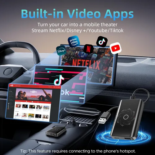 Miniatura 4 de AI Box - Adaptador inalámbrico CarPlay y automático, Plug & Play, WiFi de doble banda, Bluetooth 5.4, soporte de video 4K, sistema Android 13.0