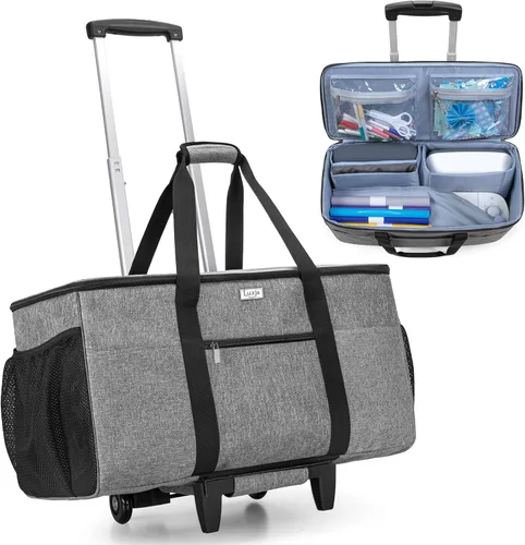 Miniatura 8 de LUXJA Bolsa con ruedas compatible con Cricut Maker (Explore Air) y fácil de presionar (9 x 9 pulgadas), funda de transporte para máquina troquelada