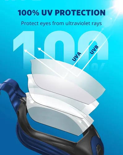 Miniatura 2 de Aegend Gafas de natación, gafas de natación sin fugas, protección completa para adultos, hombres, mujeres y jóvenes Negro con correa azul