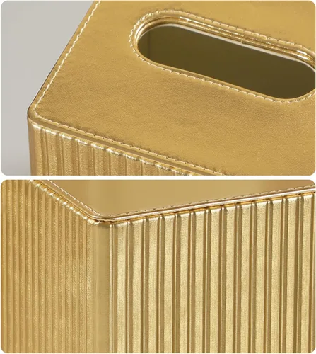 Miniatura 4 de Funda de Caja de Paños de Cuero PU Cuadrada, Soporte de Caja de Paños Rectangular con Cierre Magnético, Soporte de Paños Decorativo para Baño Dorado