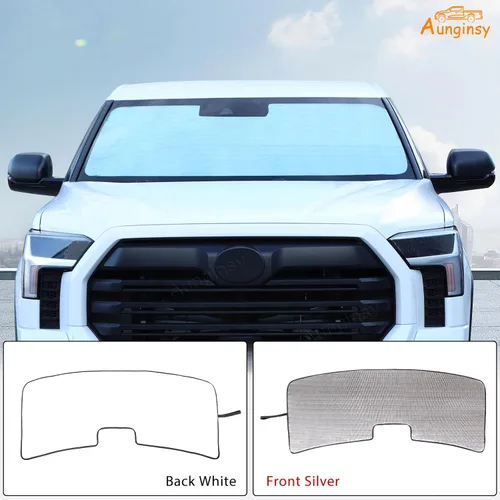 Miniatura 5 de Aunginsy Parasol para parabrisas delantero compatible con Toyota Tundra/Sequoia 2022-2024, parasol plegable reflectante para rayos UV y protección