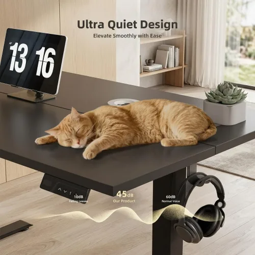 Miniatura 128 de Claiks Escritorio eléctrico de pie, escritorio de pie de altura ajustable, 63 x 24 pulgadas, escritorio de oficina en casa con tablero de empalme