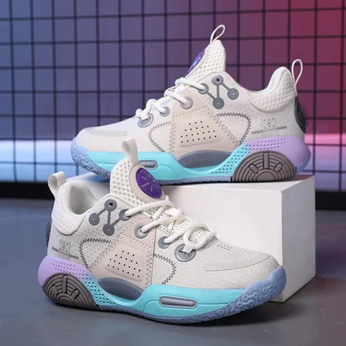 Miniatura 6 de DeoGinus Zapatos de baloncesto para niños con amortiguación de aire para niñas zapatos de entrenamiento escolar antideslizantes para deportes al