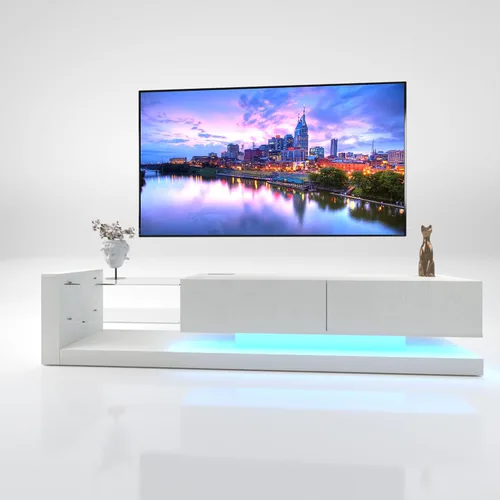 Miniatura 7 de Soporte de TV LED para TV de 55, 65, 75 pulgadas, centro de entretenimiento equipado con dos puertas abatibles, consola de TV de 50, 60, 70
