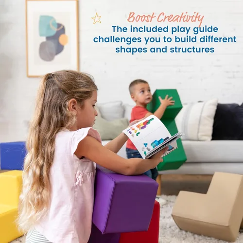 Miniatura 4 de ECR4Kids SoftZone Bloques de construcción inteligentes de espuma, rompecabezas de espuma, surtidos, 7 piezas