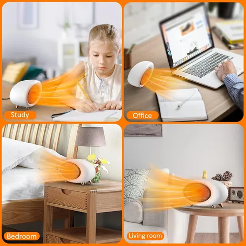 Miniatura 7 de Calentador de escritorio, calentador de escritorio pequeño de 600 W de eficiencia energética para uso en interiores, calentador de espacio de Blanco
