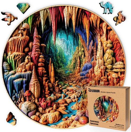 LEOGOR Rompecabezas de madera para adultos, 200 piezas (11.6 x 11.5 pulgadas), rompecabezas de cueva, madera extra gruesa de 0.197 in, diseño de