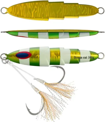 Miniatura 6 de OCEAN CAT 1 plantilla de lanzamiento lento Señuelos de pesca de agua salada, plantillas planas de otoño, cebos de jigging con gancho para pesca