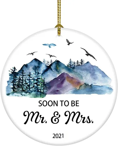 Miniatura 10 de Adorno de árbol de Navidad Our Adventure Begins, regalo para parejas de recién casados, adorno de Navidad para casados, regalos de boda