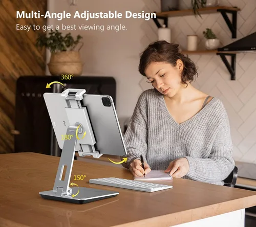 Miniatura 4 de Inifispce Soporte de tableta ajustable multiángulo y soporte de tableta de aleación de aluminio pesado para pantalla de 4.7 '' a 13'' Microsoft